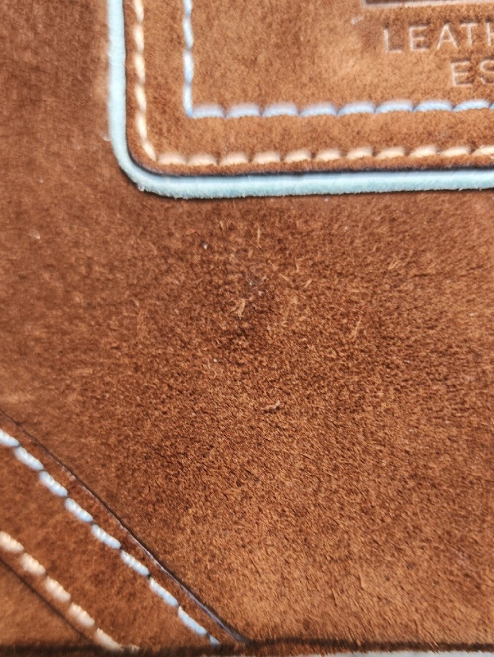 Coach Brown Suede Wristlet with White Stitching - Picture 5 of 10